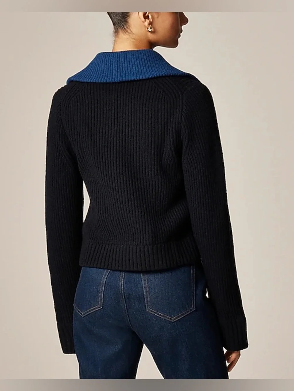 J.Crew Colorblock Collared Full Zip Sweater in Wool